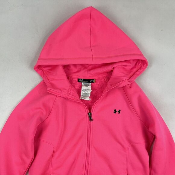 Under Armour ColdGear Full Zip Hooded Fleece Jacket Pink Ribbon Breast Cancer S - Picture 3 of 7